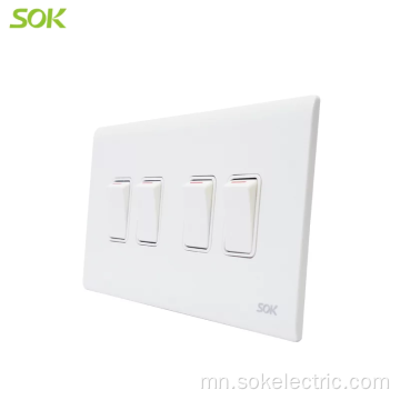 4Gang 1Way Light Switch 147x86mm CE болон CB